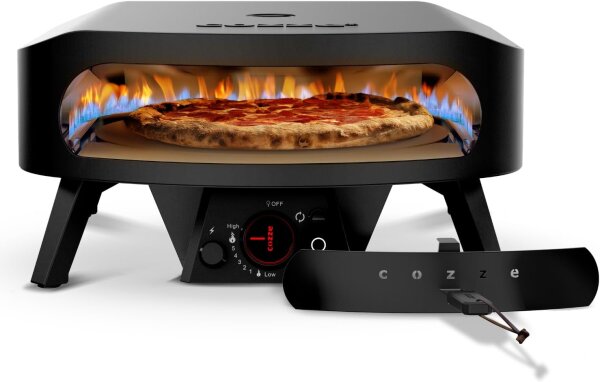 COZZE | 17" | Premium Rotate mit Hitzeschild | Gas - Pizzaofen | Black Edition