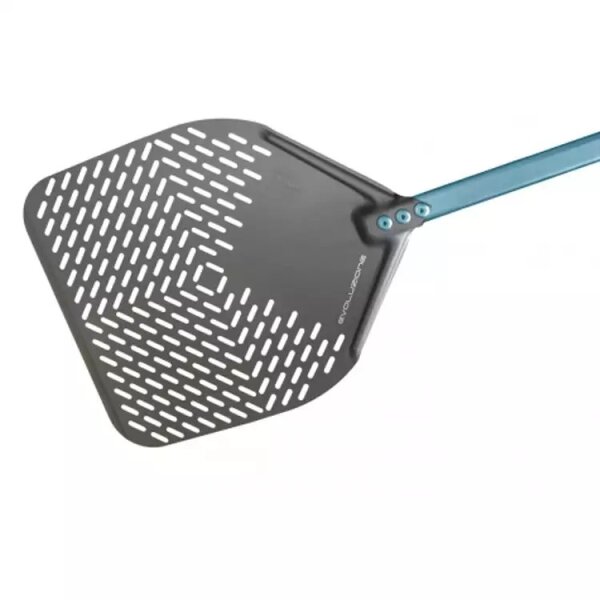 Gi.Metal | Linea Evoluzione | Pizzaschaufel rechteckig perforiert | Ø 30 cm | Stiel 30 cm.
